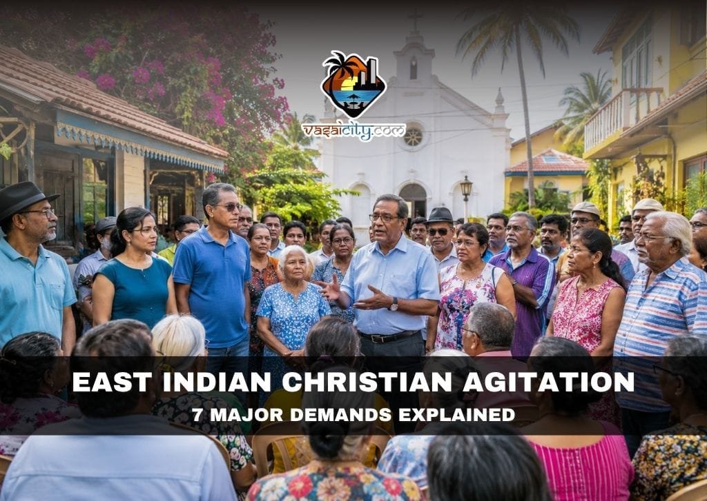 East Indian Christian Agitation East Indian Christian Agitation gathering in Vasai demanding protection of gaothan lands and housing rights.