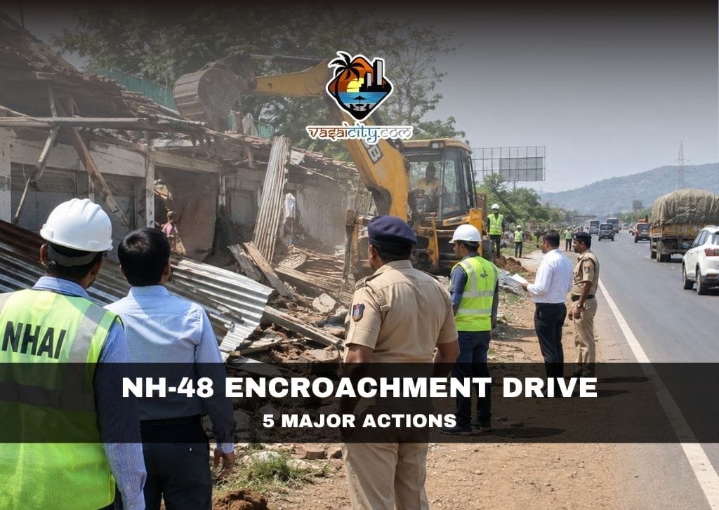 NH-48 encroachment drive in Palghar targeting illegal roadside constructions
