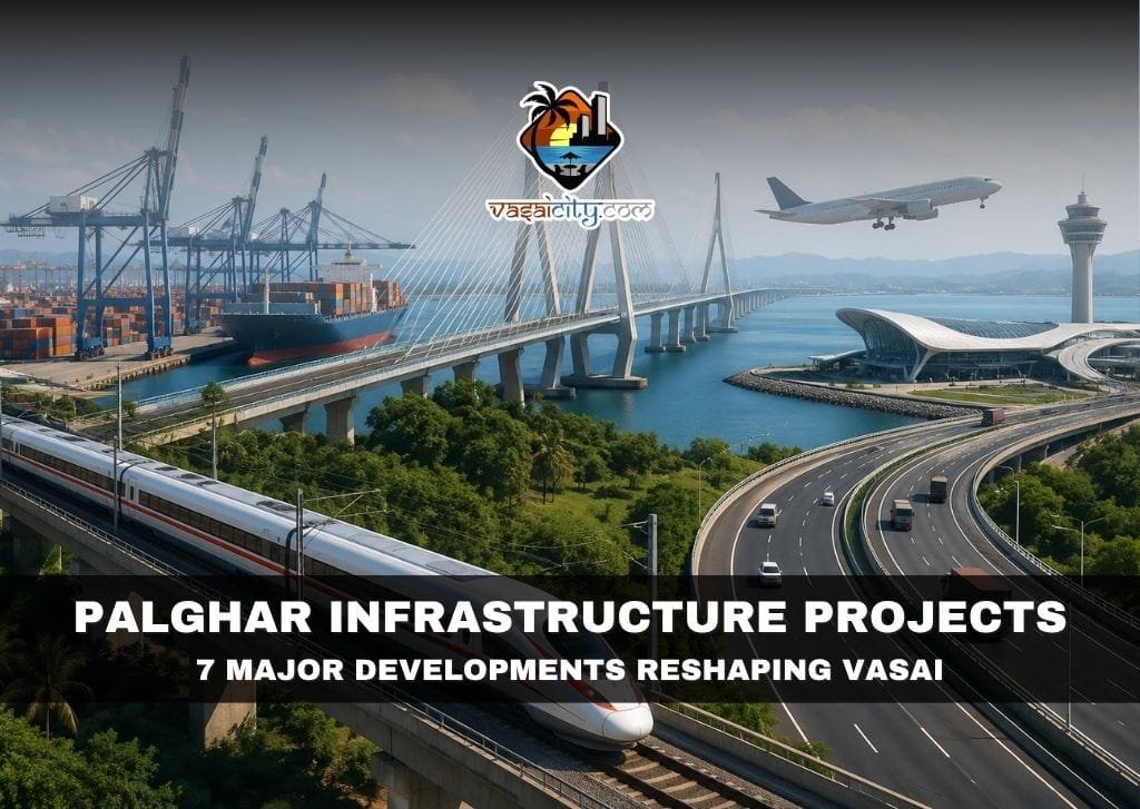 Palghar Infrastructure Projects Palghar Infrastructure Projects showing Vadhavan Port, Bullet Train and Uttan-Virar Sea Link transforming Vasai Taluka