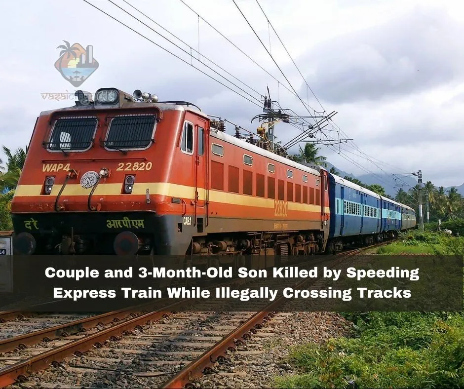 Tragic Incident at Virar Station: Couple and 3-Month-Old Son Killed by Speeding Express Train While Illegally Crossing Tracks Tragic Incident at Virar Station: Couple and 3-Month-Old Son Killed by Speeding Express Train While Illegally Crossing Tracks