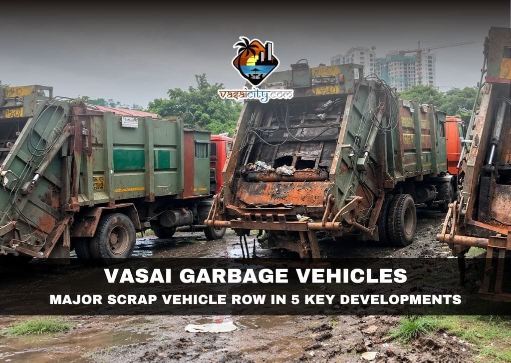 Vasai Garbage Vehicles parked at MHADA ground during the scrap vehicle controversy.