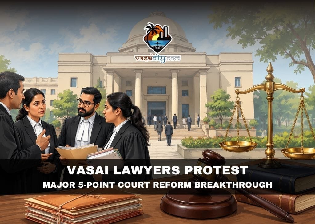 Vasai Lawyers Protest leads to new courtrooms and court reforms at Vasai Court.